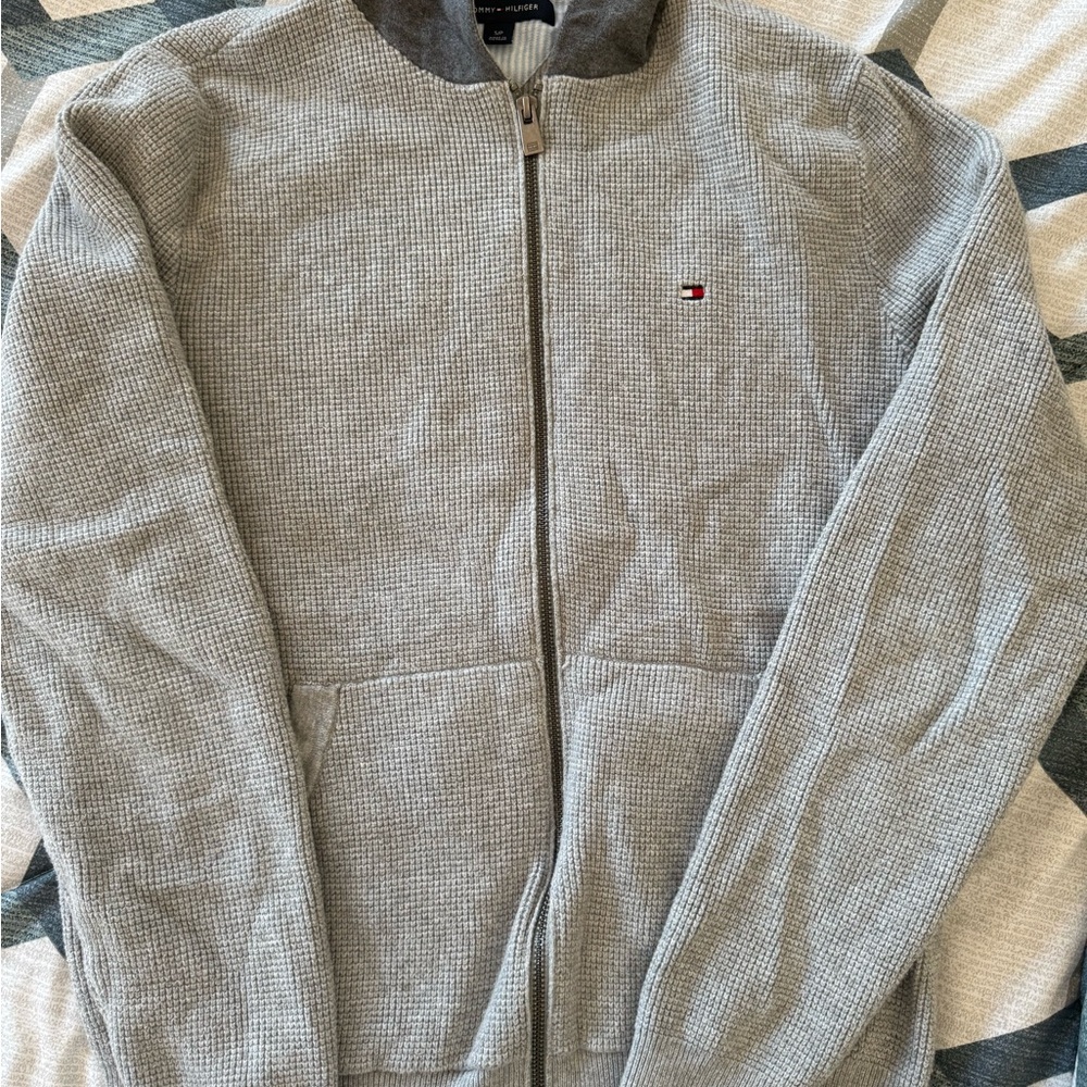 Tommy Hilfiger Light Gray Zip-Up Sweater